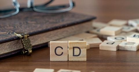 scrabble tiles spelling out cd