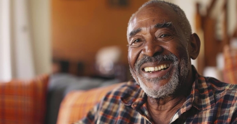 Senior man at home smiling