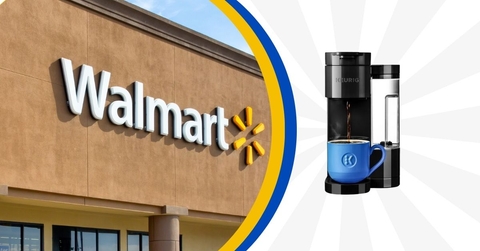 Walmart storefront with Keurig machine collage