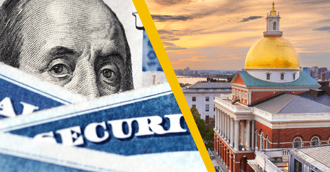 A Social Security image and a Boston city image
