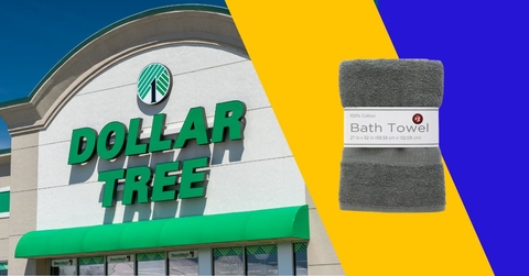 Dollar Tree store with bath towel collage