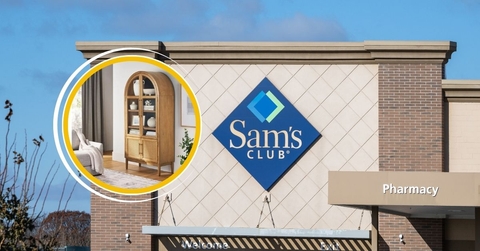 Sam&#x27;s club store with arched bookshelf collage