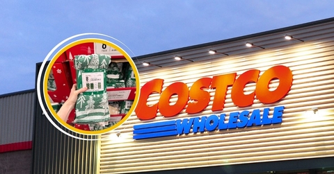 costco storefront and holiday kitchen towels