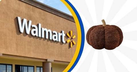 walmart storefront with brown pumpkin pillow