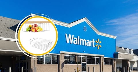 Walmart template with under shelf hanging basket