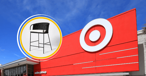 Collage of Target storefront and high chair product