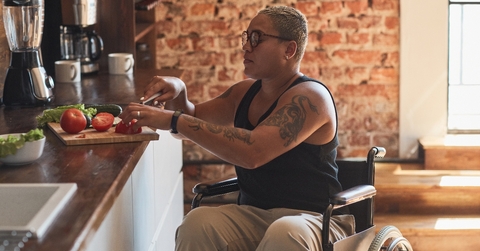 Disabled person cooking
