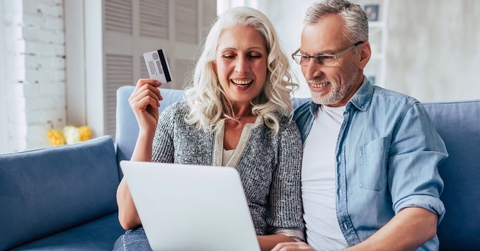 Older couple shopping online