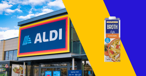 Aldi store and chicken broth