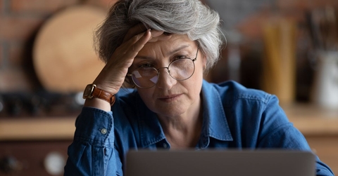 frustrated woman on laptop