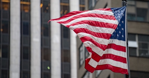 american flag flying at trump tower