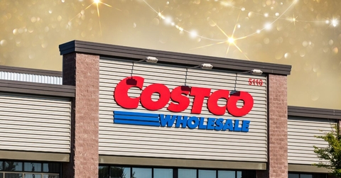 costco storefront with golden background