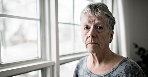 A stressed older woman