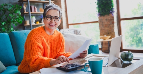 A senior working from home