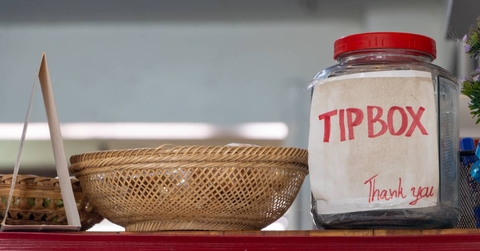Tip jar on counter