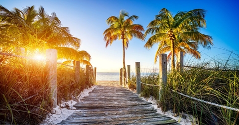 sunny florida beach boardwalk