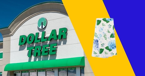Dollar Tree store with floral kitchen towels