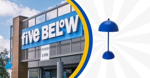 Five Below store with mushroom lamp