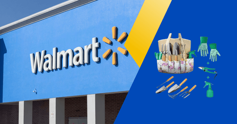 Collage of Walmart storefront and product