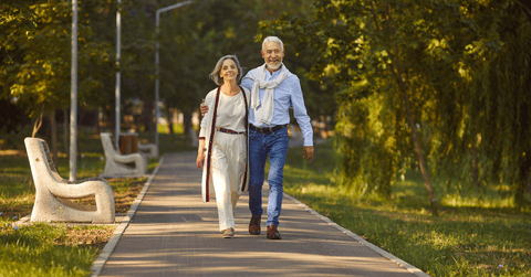 Older couple walking