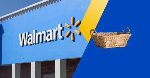 Walmart exterior with storage basket