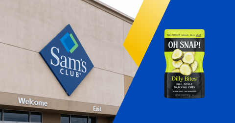 Collage of Sam's Club storefront and a snack product 