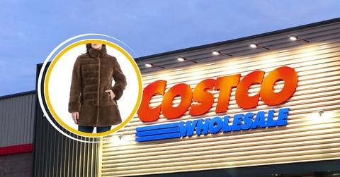 Costco storefront with fur coat