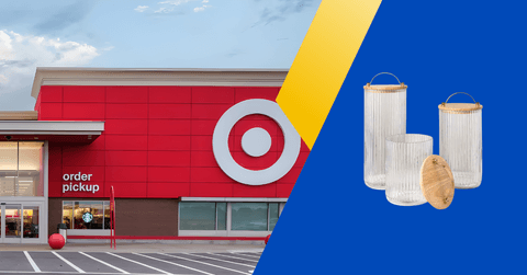 Collage of Target storefront and canister set product