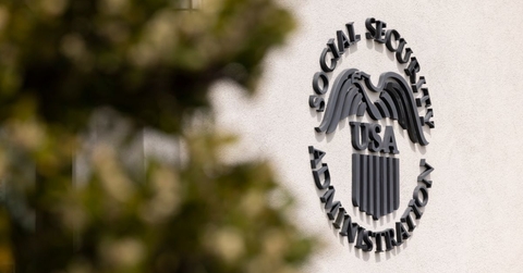 Social Security Administration building and logo