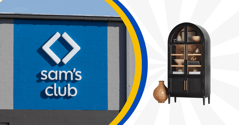 Collage of Sam's Club logo and a large furniture product
