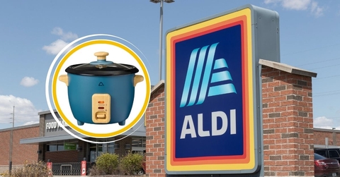 Aldi sign with rice cooker