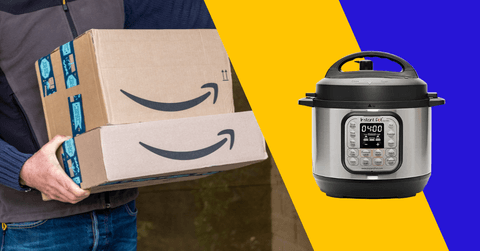 Collage of Amazon Prime boxes and a Instant Pot product