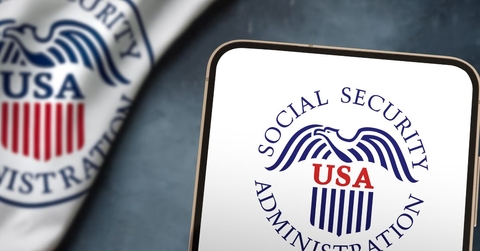 Social Security Administration logo on phone screen