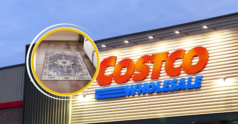 Costco store sign with rug