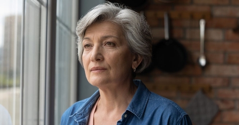 Serious looking mature woman