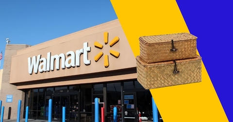 Walmart storefront with storage baskets