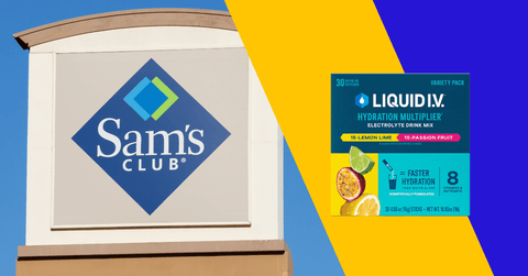 Collage of Sam's Club logo and a LIQUIDIV product