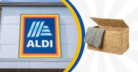 Collage of ALDI product and storefront