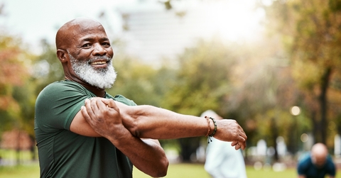 A senior man working out