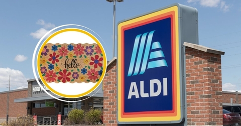 Aldi sign with doormat
