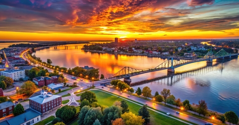 ohio river and skyline in owensboro kentucky