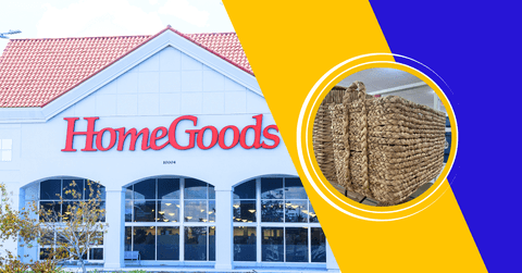 Collage of HomeGoods storefront and a weave basket product