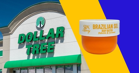 Dollar Tree storefront and Brazilian Sol body butter