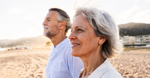 Retired couple at the beach