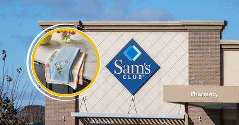 Sam's Club exterior with Easter kitchen towels