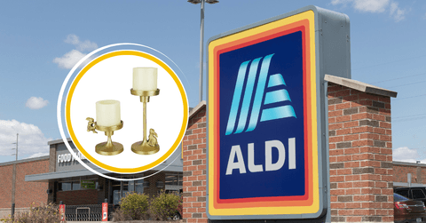 Aldi collage with storefront logo and product