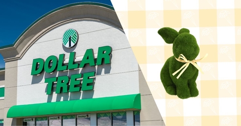 Dollar Tree storefront with bunny figurine