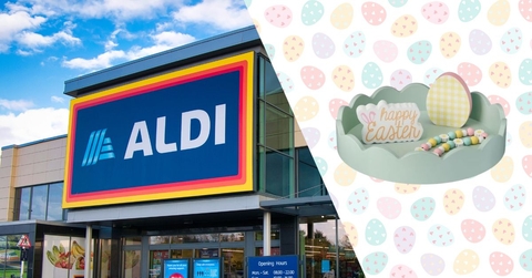 Aldi storefront and scalloped-edge tray