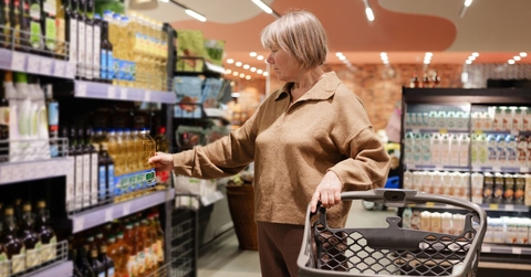 Senior woman grocery shopping