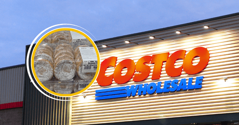 Collage of Costco's storefront and bakery item